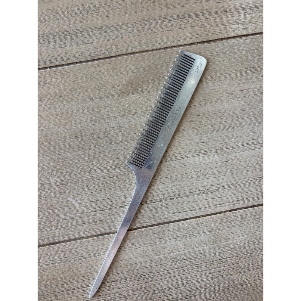 vintage Flamingo aluminum metal rat-tail hair combMade in Hong Kong